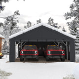 Bepatio 2 Car Carport, 20 x 20 Heavy Duty Metal Carport, All Weather Extra Large Car Port, Outdoor Portable Garage with Side-Opening Doors & Roll-Up Windows Bepatio