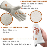 MYSAFETY Leather Welding Gloves for Men or Women, Fire and Heat Resistant gloves for Stick,Tig,Mig,Fireplace,BBQ,Oven,Grill,Wood Stove,Animal Handling Gloves,Bite Proof for Cat or Dogs,Welders Gifts MYSAFETY