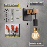 Lightess Black Wall Sconces Dimmable, Edison Wall Light with ON/Off Dimmer Switch, 1-Light Industrial Farmhouse Wall Lamp for Barn Kitchen, Living Room, LG9928784 Lightess