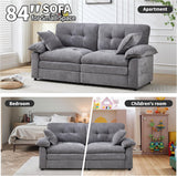 84" Loveseat Sofa, Modern Couches for Living Room,Double-Layer Cushion Cloud Couch with Deep Seat,Super Comfy Chenille Sofas,Sturdy Frame, Easy Assembly for Bedroom, Apartment, Office, Dark Grey Opiesit