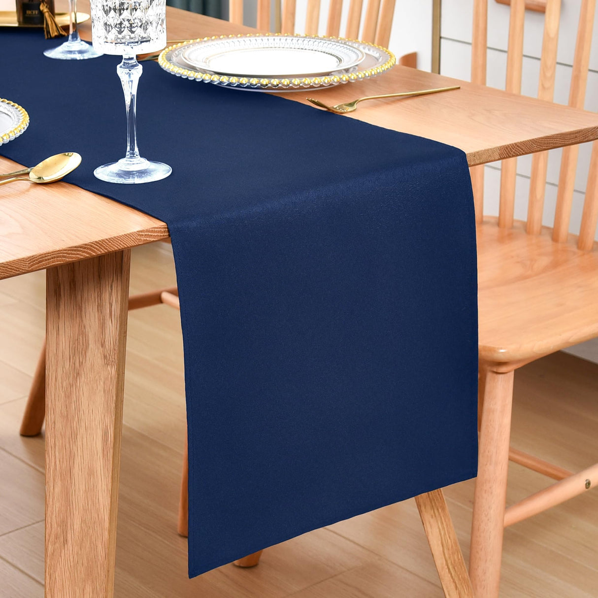 Farmhouse Navy Blue Table Runner Dining Table Runners 48 Inches Long Coffee Table Runner for Dresser Living Room Bedroom Holiday Party Banquet 12X48 Inch Wolkemer