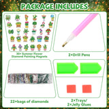 chiazllta 30 Pcs Summer Diamond Painting Magnets Flower Arts Crafts Kit Flower Refrigerator Magnetic Sticker Diamond Fridge Magnet for Adults DIY Home Decoration chiazllta