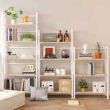 BHG Vintage Multifunctional Folding Bookshelf, No-Assembly Plant Stand Storage Rack Shelves for Home Office (White, 5-Tier) BHG
