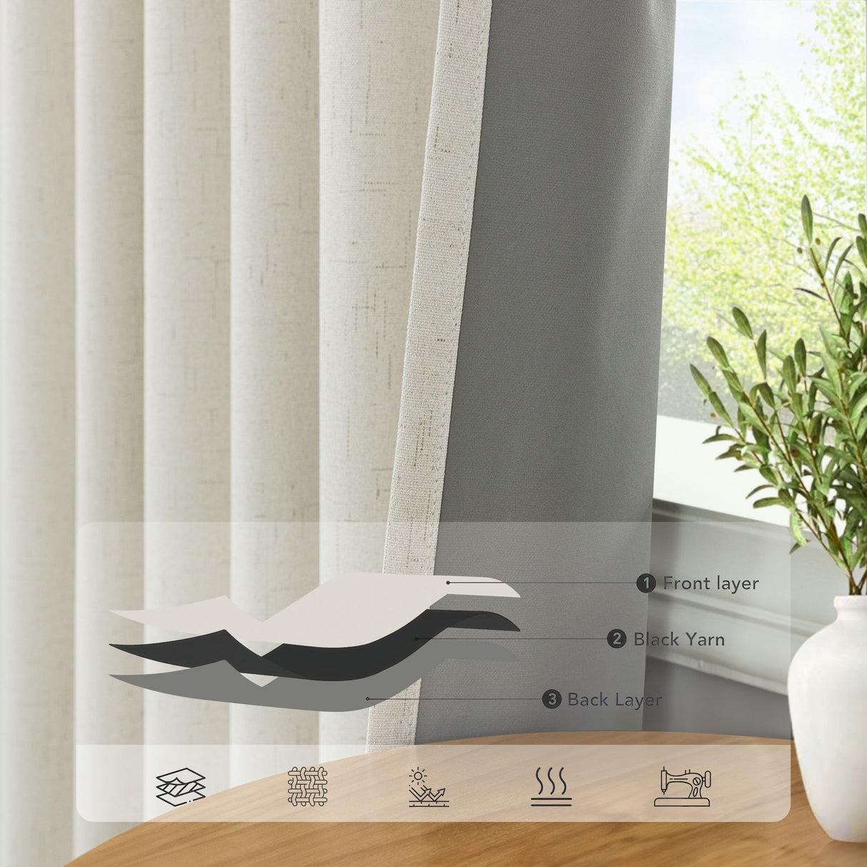 108 Inch Curtains 2 Panel Set Burg Modern Dark Out Curtains for Bedroom Insulating Noise Reducing Soundproof Extra Long Wide Drapes Floor Length to Ceiling Curtains for Living Room Window 9ft Cream Pitalk