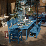 Patio Kingdom 9-Piece Outdoor Dining Set for 8, 75.2'' HDPE Table with Umbrella Hole & Chairs, Weather-Resistant Patio Furniture for Garden, Lawn, or Poolside (Navy Blue) Patio Kingdom