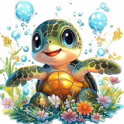 DOMROM Cute Turtle Diamond Painting Kits for Adults, Turtle Full Drill Diamond Dots Paintings for Beginners, Round 5D Paint with Diamonds Pictures Gem Art Painting Kits DIY Craft Kits 12x12 inch