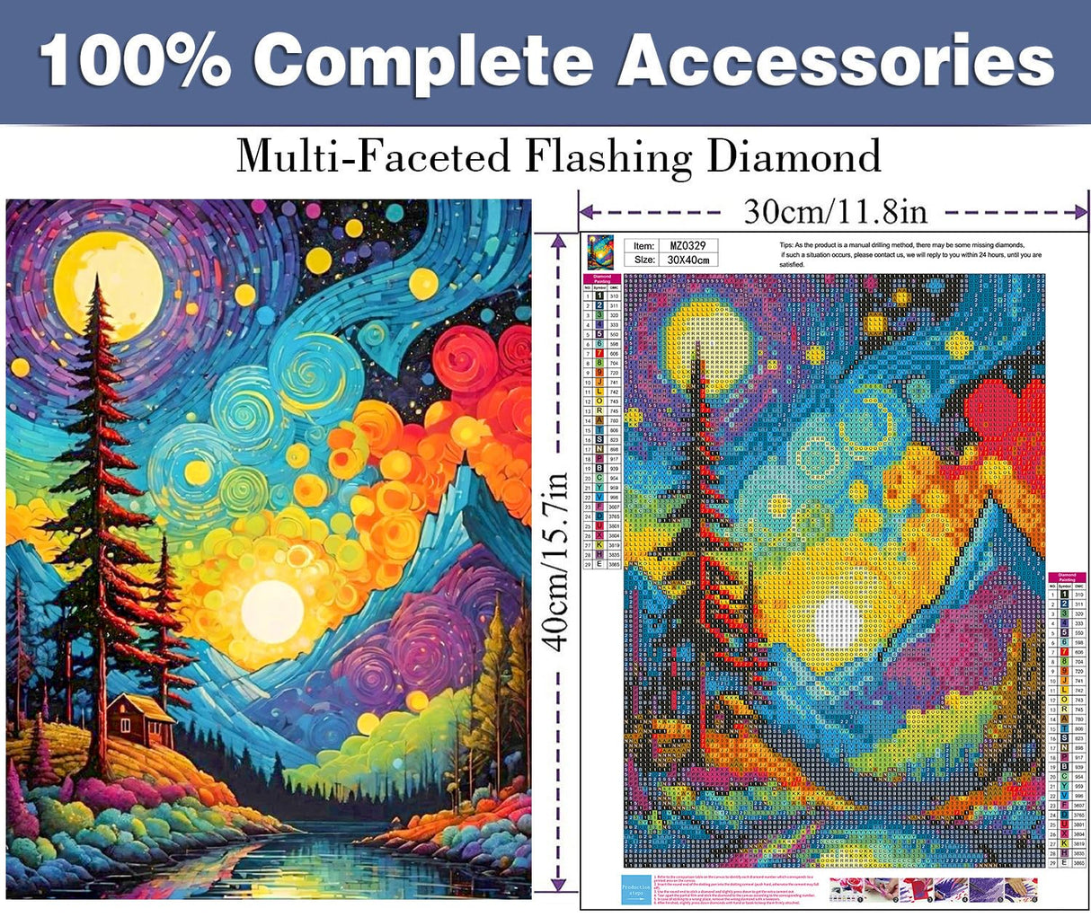 ijbnhd Van Gogh Diamond Art Kits for Adults Starry Sky Diamond Painting Kits for Adults, Full Drill Round Abstract Landscape Gem Art Kits for Home Wall Decor 12x16in ijbnhd