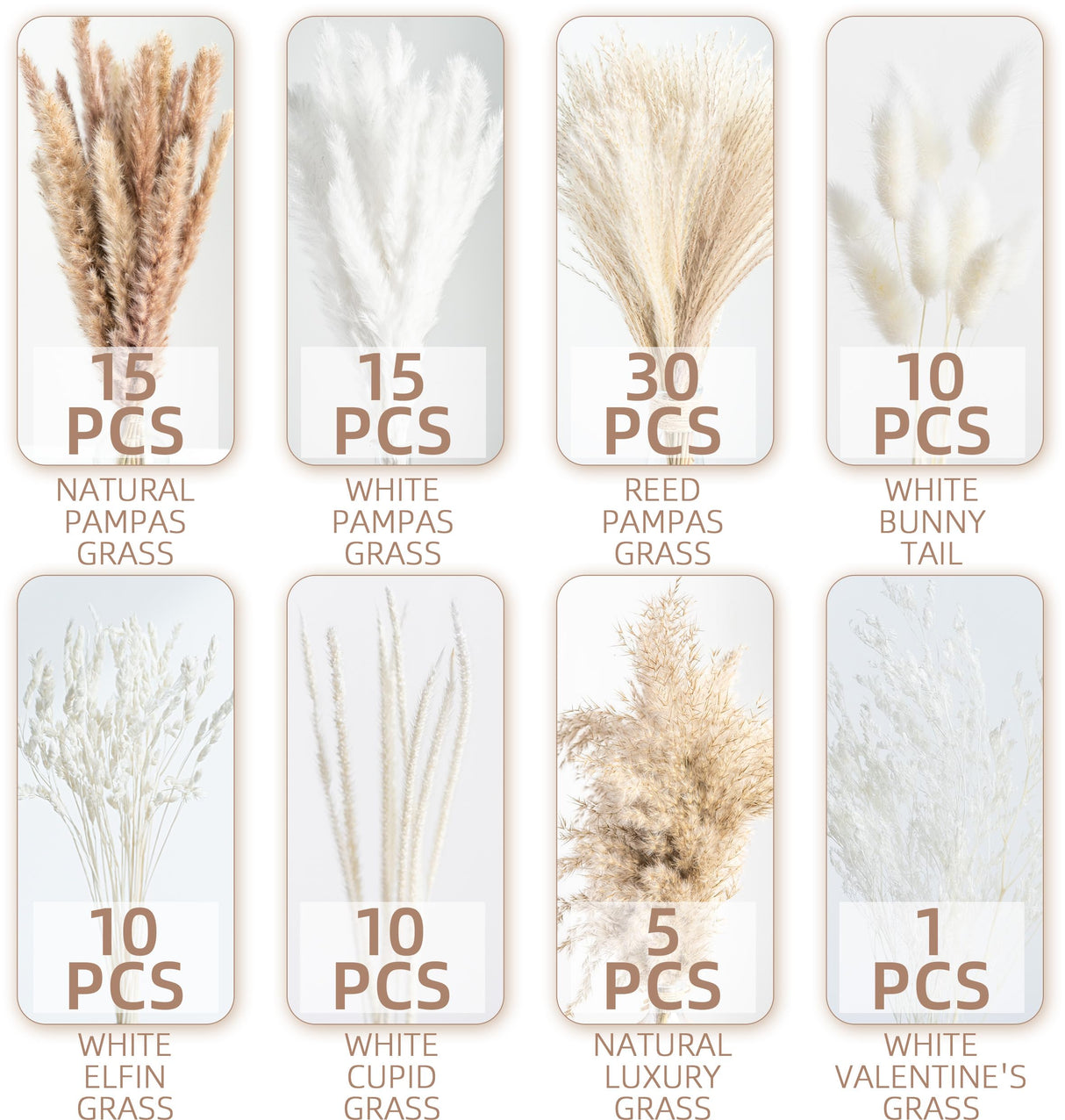 96PCS Natural Dried Pampas Grass Boho Home Decor Bouquet Phragmites Dried Flowers Bouquet for Wedding Floral Arrangements Home Decorations (96PCS) WILD AUTUMN