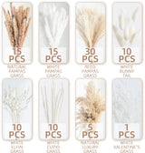 96PCS Natural Dried Pampas Grass Boho Home Decor Bouquet Phragmites Dried Flowers Bouquet for Wedding Floral Arrangements Home Decorations (96PCS) WILD AUTUMN