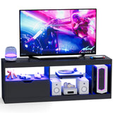 Homall LED TV Stand Mount for 65 inch, Modern Entertainment Center with LED Lights & High Glossy Cabinets, TV Cabinet Console Table with Drawer, Glass Shelves, Dynamic RGB Modes for Living Room, Black Homall