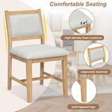 Merax 7 Pieces Retro Dining Set for 6, Rectangular Wood Dining Table with 6 Upholstered Chairs for Kitchen, Living Room, Natural Merax