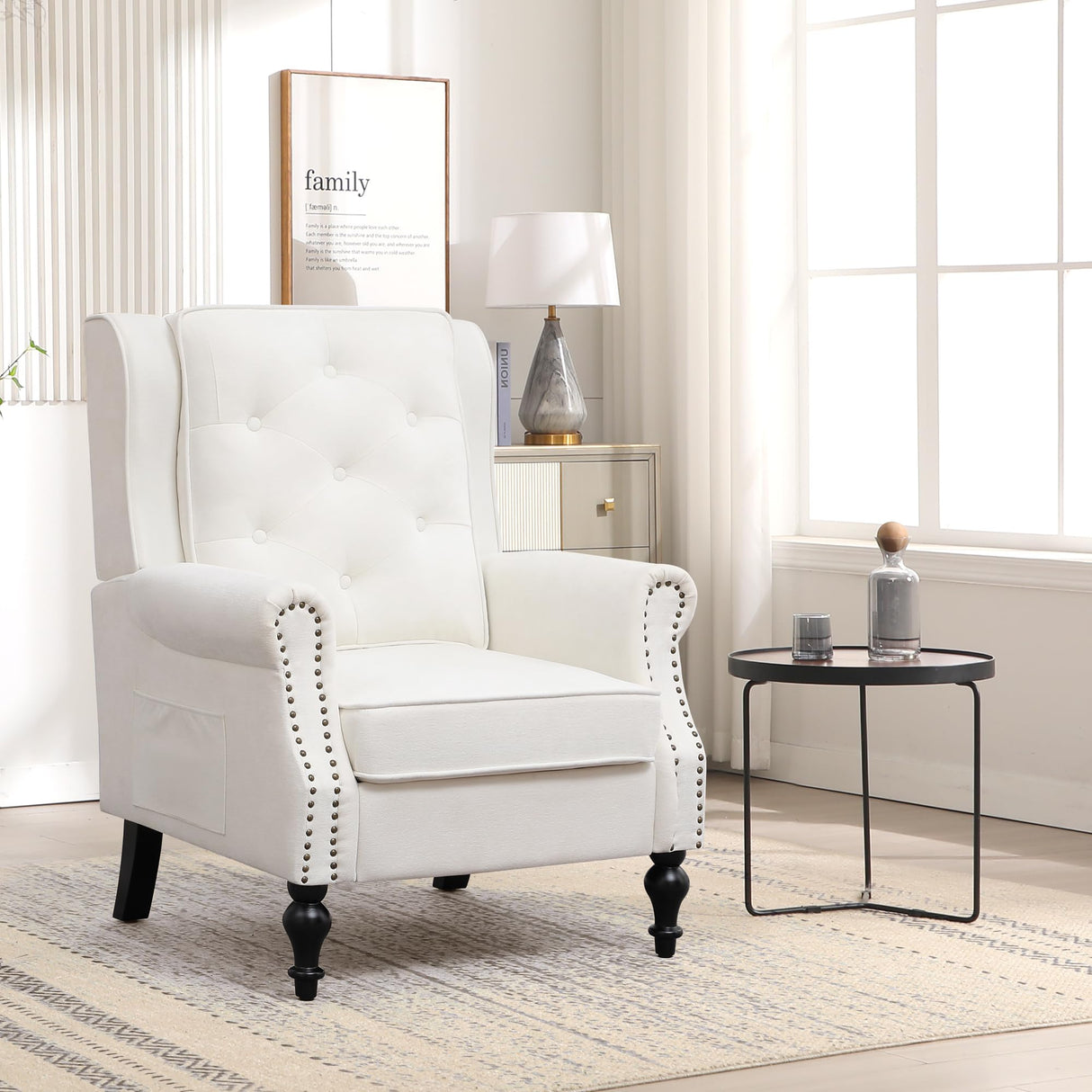 Modern Accent Chair Set of 2, Wingback Living Room Chairs with High Back, Accent Upholstered Armchair with Vintage Legs, Comfy Sofa Chair Accent Chairs Set for Bedroom Home Office Reading White choairy
