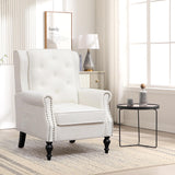 Modern Accent Chair Set of 2, Wingback Living Room Chairs with High Back, Accent Upholstered Armchair with Vintage Legs, Comfy Sofa Chair Accent Chairs Set for Bedroom Home Office Reading White choairy