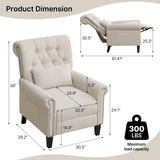 choairy Pushback Recliner Chair, Accent Push Back Chair Set of 2 with Adjustable Footrest Wingback, Upholstered Linen Reclining Sofa with Side Pocket, Comfy Modern Armchair for Living Room, Khaki choairy