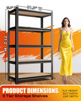 AOAORGG 5-Tier Garage Shelving Heavy Duty Storage Shelves, Metal Adjustable Shelving Unit, Utility Garage Organizer Shelf for Basement, Pantry, Kitchen, Warehouse, 31.5" W x 13.8" D x 71.2" H, Black AOAORGG