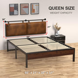 BSHOMGI Queen Headboard, Hanging Headboards with Brown Faux Leather Industrial Pipe Modern Style Multifunction Queen Headboard Only for Bed Backboard (Brown, Queen) BSHOMGI