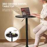 Yaheetech Adjustable Height 360° Swivel Round Bar Table in Full Black Yaheetech