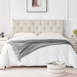 Howjoe Linen Upholstered Headboard Twin Size, Diamond Tufting Solid Wood Twin XL Headboard Only, Adjustable Height from 37” to 51” Head Board, Dorm Bed Frame or Wall Mount Headboards, Beige Howjoe