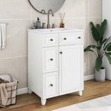 Harper & Bright Designs 24" Bathroom Vanity with Sink, Free Standing Single Basin Vanity Set with Two Drawers and One Door, Modern Wooden Bathroom Cabinet with Ceramic Basin for Bathroom, White Harper & Bright Designs