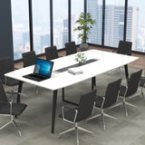 Loomie 8FT Conference Table, 94.49" L x 47.24" W x 29.53" H Meeting Seminar Table with Grommet, Large Boat Shaped Computer Desk, Boardroom Desk for Office Meeting Conference Room,White Loomie