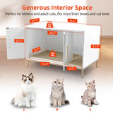 Hersinsem Cat Litter Box Enclosure Furniture with Double-Layer Litter Mat,Designer-Crafted Litter Box Furniture,Hidden Litter Box Serve as Side End Table&TV Table Fits Most Litter Boxes HERSINSEM
