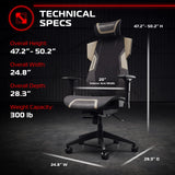 RESPAWN FLEXX Mesh Gaming Chair with Lumbar Support, Ergonomic Gaming Chair with Recline/Tilt Tension Controls, Adjustable Arms, 300lb Max Weight with Wheels for Computer/Desk/Office - Brown RESPAWN