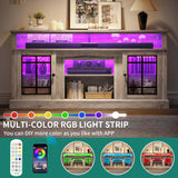 YITAHOME Modern TV Stand for 75 Inch TV, LED Entertainment Center with Adjustable Shelves and Glass Doors, 32'' Tall Television Stands TV Media Console Table for Living Room, Grey Wash YITAHOME