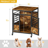 DWVO Dog Crate Furniture, 24 Inch Dog Kennel Indoor Furniture End Table Dog Crate for Dogs, Modern Decorative Dog Crate Wooden Dog Crate Furniture with Wheels, Chew-Resistant, Rustic Brown DWVO