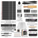 HIFORNY 100 PCS Drawing Set Sketching Kit,Sketch Pencils Art Supplies with Graphite,Charcoal,Blending Tools & Accessories,Portable Zippered Travel Case for Artists & Beginners HIFORNY