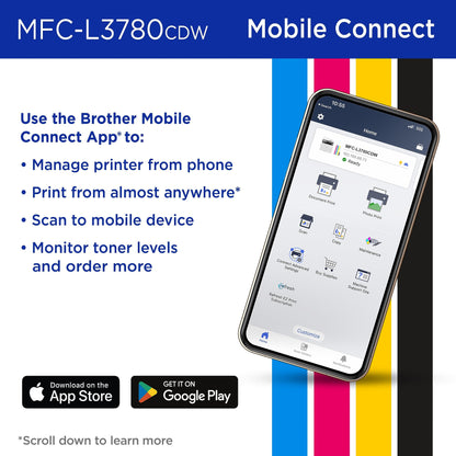 Brother MFC-L3780CDW Wireless Digital Color All-in-One Printer with Laser Quality Output, Single Pass Duplex Copy & Scan | Includes 4 Month Refresh Subscription Trial ¹ Amazon Dash Replenishment Ready