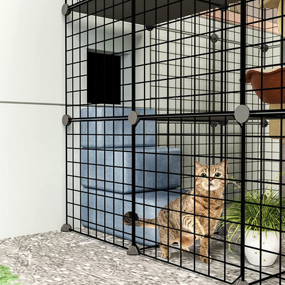 Oneluck Outdoor Cat House Cat Cages Enclosure with Super Large Enter Door, 55L x 41W x41H Balcony Cat Playpen with Platforms,DIY Kennels Crate Large Exercise Place Ideal for 1-3 Cats - WoodArtSupply