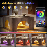 LIKEMET Large Coffee Table, 35.5-Inch LED Center Table with Storage, Square Low Table for Living Meeting Room, Easy Assembly LIKEMET