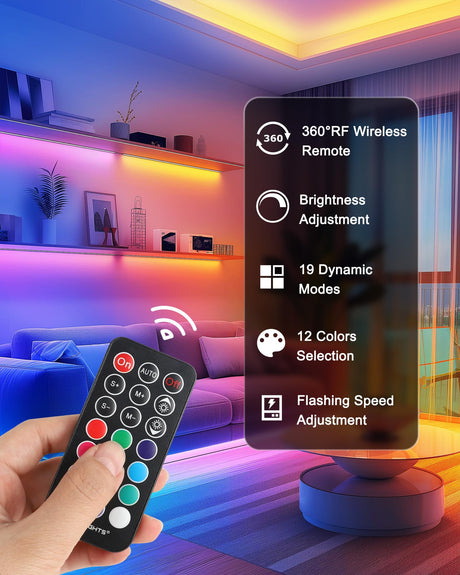 LED Strip Lights, HitLights 4 Pre-Cut 1ft/4ft Small Light Strips Dimmable, RGB 5050 Color Changing LED Tape Light with Remote and UL-Listed Adapter for TV Backlight, Bedroom, Cabinet Shelf Display HitLights