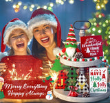 Christmas Tiered Tray Decor 10 PCS Christmas Decorations for Home - Christmas Table Decor Wooden Signs & Christmas Gnome Plush Set - Farmhouse Christmas Tray Decor Kitchen Table Mantel Christmas Party Asoulin