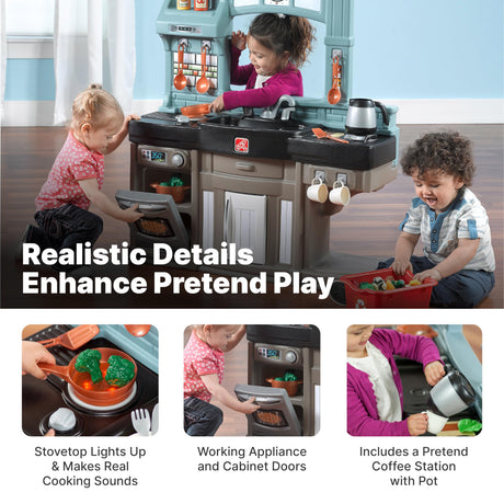 Step2 Best Chefs Kids Kitchen Playset, Indoor/Outdoor Kitchenette, Interactive Play with Lights and Sounds, Made of Durable Plastic, Includes 25 Piece Toy Accessories, For Toddlers 2+ Years Old Step2
