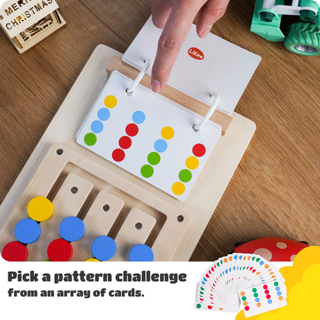LiKee No-Lose-Parts Wooden Color Matching Puzzle for Kids Boys Girls 3+ Years Old, Brain Teasers Mental Challenge Game Montessori Learning Tool for Developing Minds, Perfect for Travel, Road Trip LiKee