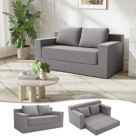 MeMoreCool Sleeper Sofa Bed, Small Couch Futon Bed with Pillows, Convertible Loveseat Boneless Sofa, Folding Floor Foam Couch for Bedroom, Foldable Comfy Lounge Compressed in A Box No Assembly MeMoreCool