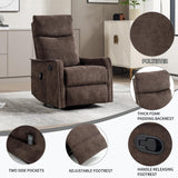 PELUMY Rocker Recliner Chair with Heat Massage - Manual Swivel Recliner for Living Room and Bedroom, 8 Vibration Points, Lumbar Heat, Glider Rocking Chair for Adults (Brown) PELUMY