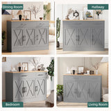 Shintenchi Modern Farmhouse Sideboard Buffet Cabinet with Storage with 3 Doors, 42"Barn Doors Buffet Cabinet with Storage, Wood Coffee Bar Cabinet with Adjustable Shelf for Kitchen, Living Room, Grey Shintenchi