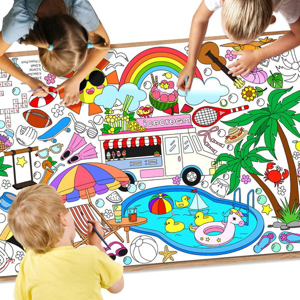 Giant Coloring Poster for Kids 35x72Inch,Versatile Summer Activity Col ...