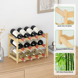 MHXW SXPN Wine Rack Countertop for 12 Wine Bottles, Small Bamboo Free Standing Racks Tabletop Display, Wooden Wine Storage Organizer for Cabinet Pantry Kitchen Bar Home Dining Room (Natural) MHXW SXPN