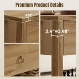 Dowinx Boho Coffee Table with Storage, 42" Wood Coffee Table for Living Room, 2 Storage Drawers and Open Rattan Shelf, Rectangular Living Room Coffee Tables Oak Dowinx