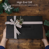 BEWISHOME Watch Box for Men Luxury Watch Case -10 Slots Watch Organizer with Drawer for Sunglass and Watch Storage, Large Glass Top, Faux Leather,Brown SSH34Z BEWISHOME