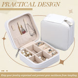 Yinkin 12 Pcs Mini Travel Jewelry Case Bridesmaid Proposal Gift Boxes Small Jewelry Organizer PU Leather Earring Organizer Box Bulk Travel Accessories Portable Travel Jewelry Holder (White) Yinkin