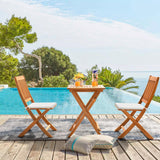 Devoko Outdoor 3 Piece Folding Patio Bistro Set Acacia Wood Bistro Table and Chairs Set of 2 for Garden Poolside Backyard Balcony Porch Deck Devoko