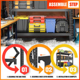 Heavy Duty Storage Shelves, 51.2"W Metal Garage Shelving Units, Durable Adjustable Steel Utility Shelf for Home Commercial Industrial Warehouse Storage Organization Utility Shelving Units, Black PRESTELION