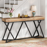 Tribesigns 55 Inches Console Table, Farmhouse Sofa Table Wood Entryway Table with Unique Metal Base, Behind The Couch Table Foyer Table, Industrial Accent Table for Hallway, Living Room, Entrance Tribesigns