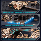 ROBOTIME 3D Wooden Puzzles for Adults Marble Run Link Pack LG01 - Marble Spaceport LGC01 + Marble Night City LGA01 Connector Kit ROBOTIME