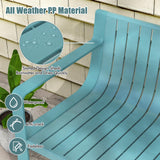 Tangkula Patio Loveseat, Weather-Resistant Plastic 2-Person Bench with Curved Backrest, Outdoor Conversation Furniture with Slatted Design for Patio, Poolside, Backyard, Garden, Deck, Lawn (Blue) Tangkula