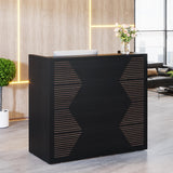 Tribesigns Reception Desk, Modern Front Desk with Counter, 47 Inch Small Retail Counter for Checkout, Lobby, Salon, Small Office, Reception Area (Black, 47.2" W x 19.7" D x 43.3" H) Tribesigns